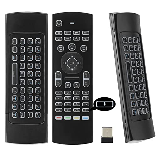 MX3 Air Mouse Mini Keyboard Wireless Remote, 2,4G Multifunktionale Fly Mouse mit Infrarot-Lernen für Android Smart TV Box (MX3 mit Voice und Hintergrundbeleuchtung) von YiBiChin