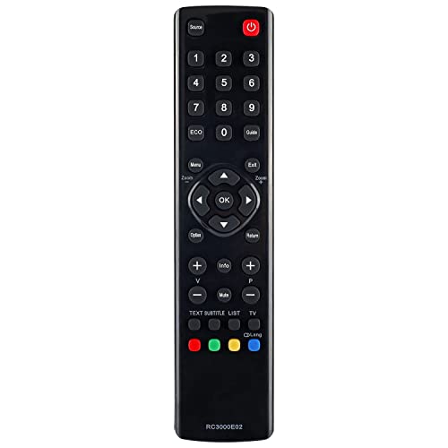 Neue Fernbedienung RC3000E02 Ersatz für Thomson TCL 4K Smart TV Fernbedienung, Kompatibel mit TCL 4K Smart TV 32HS5246 26HW4323W 40FS5246C 28HZ4233W 55FT5643 39FU3253C – Keine Einstellung erforderlich von YiBiChin