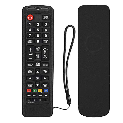 Schutz Silikon Remote Case Fit für Samsung Smart TV AA59-00741A AA59-00786A BN59-01175N BN59-01315B Fernbedienung, Stoßfest Langlebige Fernbedienung Hülle für Samsung Smart TV, mit Lanyard (Schwarz) von YiBiChin