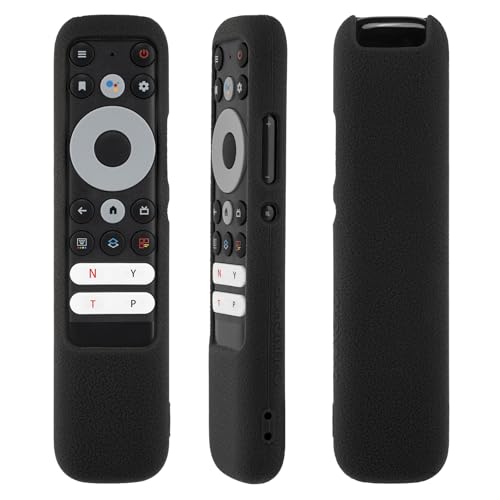 Schutzhülle aus Silikon für TCL RC902N FMR1 Smart Voice Fernbedienung, Fernbedienung Hülle Stoßfest, Wasserdicht, Schmutzfest, Hautfreundlich, Anti-Lost, mit Lanyard (Schwarz) von YiBiChin