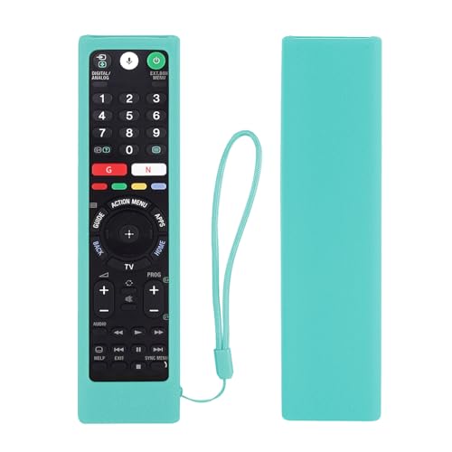 Schutzhülle für Sony TV-Fernbedienung RMT-TX100D RMT-TX200E RMF-TX310E RMT-TX300E, Fernbedienung Hülle für Sony Sprachfernbedienung, Stoßfest mit Lanyard (Leuchten im Dunkeln, Blau) von YiBiChin