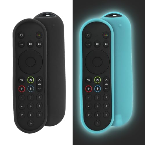Schutzhülle passend für Sky Q Box Touch/Non-Touch-Fernbedienung, Fernbedienung Hülle auch für Sky Glass/Sky Stream TV-Fernbedienung (Schwarz+Leuchten im Dunkeln, Blau) von YiBiChin