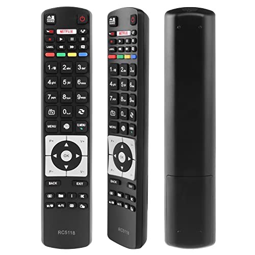 Universal RC5118 ersetzt RC5117 RC5118 und RC5118F Fernbedienung, kompatibel mit Telefunken/Hitachi/Bush/Polaroid Smart TV's, mit 2 Shortcut-Tasten von YiBiChin