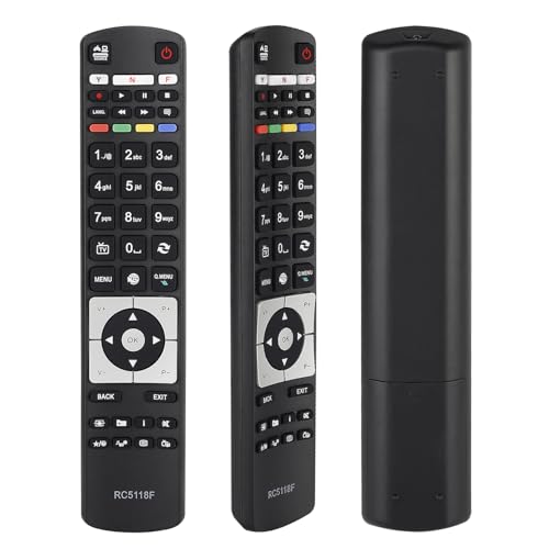 Universal RC5118F Fernbedienung Ersetzen für Telefunken/Hitachi/Bush/Polaroid Smart TV's, Fernbedienung Passend für Telefunken RC5118 Fernseher Receiver TV Fernbedienung mit Netflix und YouTube Taste von YiBiChin