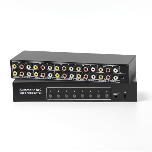 YiBiChin 8 in 2 Out Composite AV Switcher Automatische 8-Wege 3 RCA Video L/R Audio Switch Box Auswahl, 8 in 2 Out 8x2 HDTV LCD DVD STB Spielkonsolen RCA Switcher (8 in 2 Out) von YiBiChin