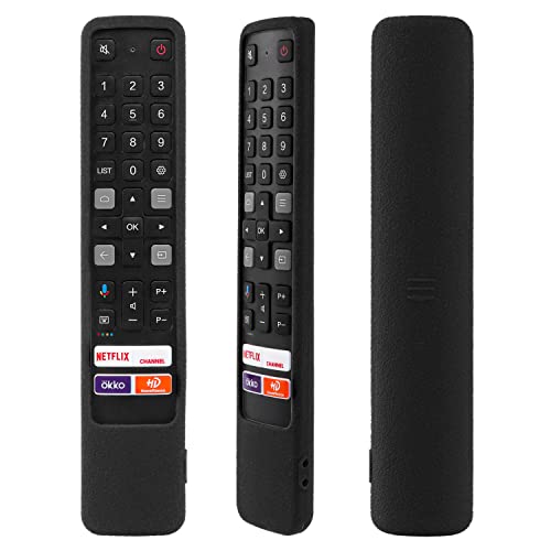 YiBiChin Schutzhülle aus Silikon für TCL Voice TV-Fernbedienung RC901V FMRD/FMR1/FMR8, waschbare, stoßfeste und hautfreundliche Fernbedienungsabdeckung, Anti-Lost mit Trageband(Schwarz) von CHUNGHOP