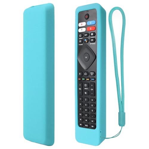 YiBiChin Silikon-Fernbedienung NUR für Philips Android TV Fernbedienung RF402A-V14 NH800UP URMT47CND0 BT800 URMT26RST004, Fernbedienung abwaschbar, stoßfest - Blau, leuchten im Dunkeln von YiBiChin
