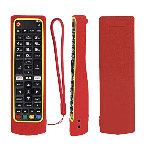 YiBiChin Silikon Hülle für LG Smart TV Fernbedienung AKB75095307 AKB75095308 AKB75375604 AKB74915324, Langlebige Waschbare Stoßfeste Hülle für LG Fernbedienung, mit Lanyard (Rot+Gelb) von YiBiChin