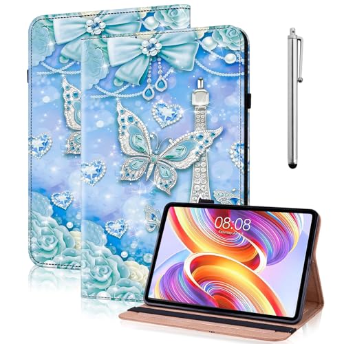 YiChZhe Hülle für Lenovo Idea Tab Pro 12.7 Zoll 2025 mit Stifthalter,PU Leder Schutzhülle mit Standfunktion‌,Dünne Tablet Hülle Kompatibel mit TB-373FU/TB-375FC-Schmetterlingsturm von YiChZhe