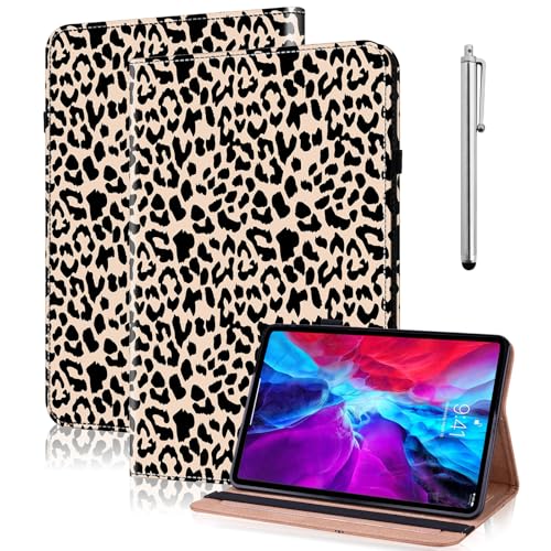 YiChZhe Hülle für Xiaomi Redmi Pad Pro 12.1 Zoll 2024-PU Leder Schutzhülle mit Stylus Stift & Kartenfach,Wallet Cover Case Tablet Hülle Kompatibel mit Redmi Pad Pro-Leopard von YiChZhe