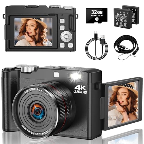 YiFuar 4K-Digitalkamera 64MP Vlogging-Kamera mit 2.8'' 180-Grad-Flip-Bildschirm, 18X-Zoom-Kamera für die Fotografie mit Autofokus & 32GB-Karte & 2 Batterien für Teens Studenten Kinder Jungen Mädchen YiFuar 4K-Digitalkamera 64MP Vlogging-Kamera mit 2.8'' 180-Grad-Flip-Bildschirm, 18X-Zoom-Kamera für die Fotografie mit Autofokus & 32GB-Karte & 2 Batterien für Teens Studenten Kinder Jungen Mädchen von YiFuar