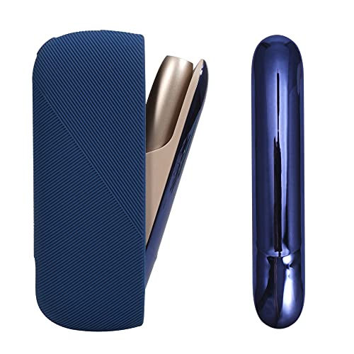 YiTenn 2-in-1 set Schutzhülle Case Hülle mit Seitendeckel für IQOS 3 Duo, Silikon+ ABS Plastic Zubehör (Blue) von YiTenn