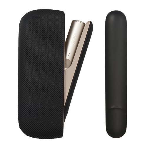 YiTenn 2-in-1 set Schutzhülle Case Hülle mit Seitendeckel für IQOS iluma, Zubehör Material Silikon+ ABS Plastic (Dunkel schwarz) von YiTenn