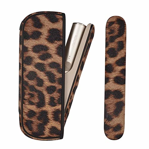 YiTenn Schutzhülle+Seitendeckel 2-in-1 Set Case Hülle für iqos iluma, TPU+PU Leder Material Zubehör (C-Leopard braun) von YiTenn