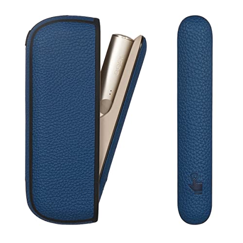 YiTenn Schutzhülle+Seitendeckel 2-in-1 Set Case Hülle für iqos iluma, TPU+PU leder material Zubehör (B-Lychee blau) von YiTenn