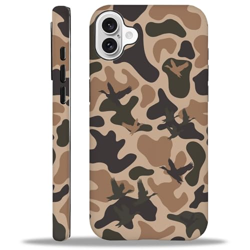YiXinBB Schutzhülle für iPhone 16, stoßfest, für Damen und Herren, Hybrid-Hartschale, Silikon, M02, Entenjagd, Camouflage G1 von YiXinBB
