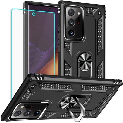 Schutzhülle für Samsung Galaxy Note 20 Ultra: mit Displayschutzfolie, militärische Qualität, Schutzhülle mit Fingerring-Halterung, Ständer für Galaxy Note 20 Ultra, Schwarz Schutzhülle für Samsung Galaxy Note 20 Ultra: mit Displayschutzfolie, militärische Qualität, Schutzhülle mit Fingerring-Halterung, Ständer für Galaxy Note 20 Ultra, Schwarz von Yiakeng