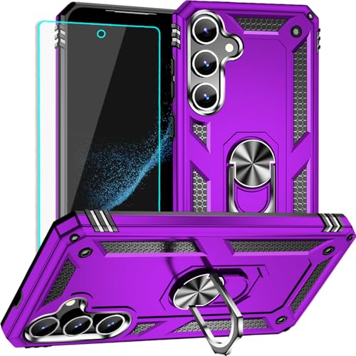 Schutzhülle für Samsung Galaxy S24: Galaxy S24 Hülle mit HD-Displayschutzfolie, militärische Qualität, Schutzhüllen mit Ring für Samsung S24, Violett Schutzhülle für Samsung Galaxy S24: Galaxy S24 Hülle mit HD-Displayschutzfolie, militärische Qualität, Schutzhüllen mit Ring für Samsung S24, Violett von Yiakeng