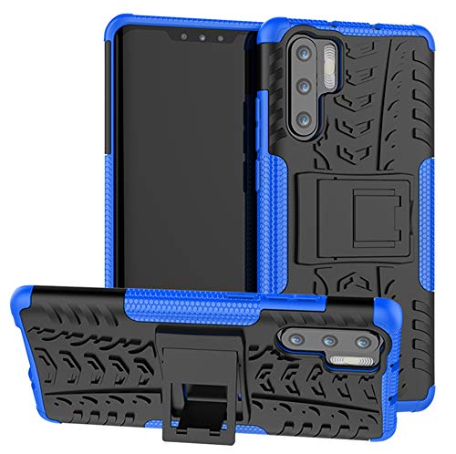Yiakeng Handyhülle für Huawei P30 Pro Hülle, Doppelschicht Stoßfest Schlank Silikon 360 Grad Schutz Mit Ständer für Huawei P30 Pro (Blau) von Yiakeng