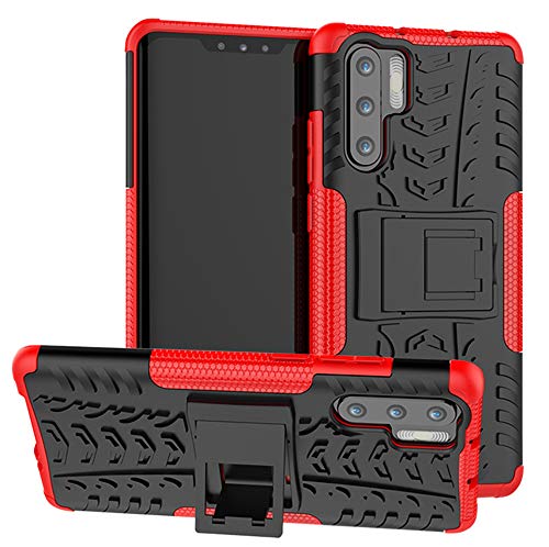Yiakeng Handyhülle für Huawei P30 Pro Hülle, Doppelschicht Stoßfest Schlank Silikon 360 Grad Schutz Mit Ständer für Huawei P30 Pro (rot) von Yiakeng
