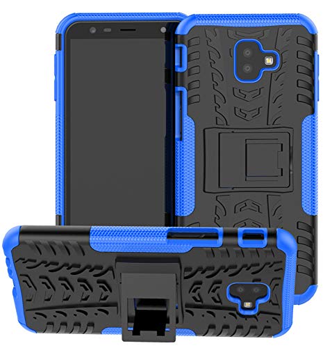 Yiakeng Handyhülle für Samsung Galaxy J6/J4 Plus Hülle, Doppelschicht Stoßfest Schlank Silikon 360 Grad Schutz Mit Ständer für Samsung Galaxy J6 Plus (Blau) von Yiakeng