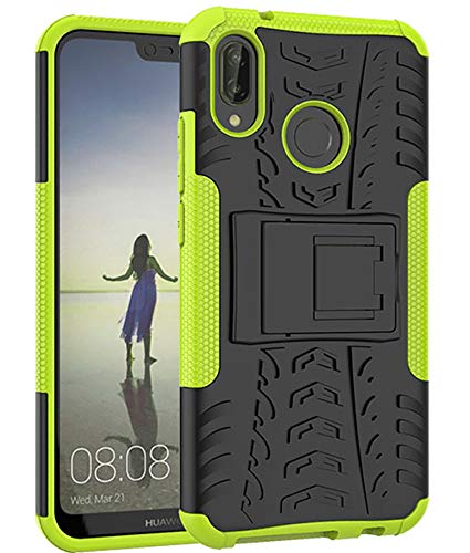 Yiakeng Hülle Huawei P20 Lite Handyhülle, Doppelschicht Stoßfest Schlank Ganzkörperschutz Mit Ständer für Huawei P20 Lite (Grün) von Yiakeng