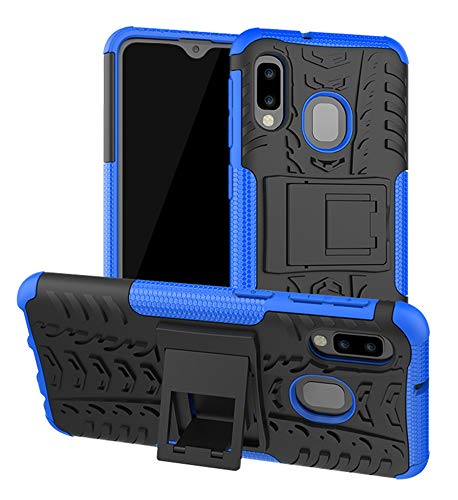 Yiakeng Hülle Samsung Galaxy A20e, Galaxy A20e Hülle, Doppelschicht Stoßfest Schlank Ganzkörperschutz Mit Ständer für Samsung Galaxy A20e (Blau) von Yiakeng
