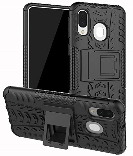 Yiakeng Hülle Samsung Galaxy A40, Samsung A40 Hülle, Doppelschicht Stoßfest Schlank Ganzkörperschutz Mit Ständer für Samsung Galaxy A40 (Schwarz) von Yiakeng