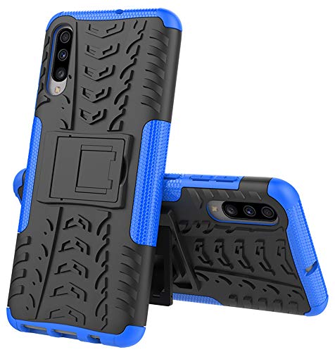 Yiakeng Hülle Samsung Galaxy A70, Doppelschicht Stoßfest Schlank Ganzkörperschutz Mit Ständer für Samsung Galaxy A70 (Blau) von Yiakeng