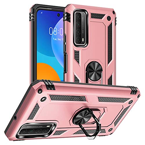 Yiakeng Hülle für Huawei P Smart 2021, Stoßfest Schutzhülle Mit Ring Standfunktion Case Cover für Huawei P Smart 2021 (Roségold) von Yiakeng