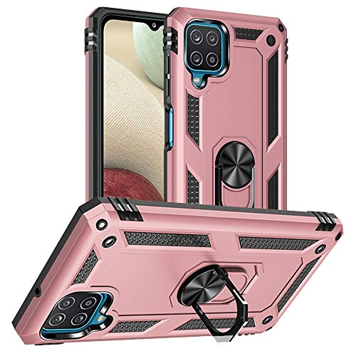 Yiakeng Hülle für Samsung A12 Hülle, Samsung A12 Handyhülle, Stoßfest Schutzhülle Mit Ring Standfunktion Case Cover für Samsung Galaxy A12 Hülle (Rosen Gold) von Yiakeng