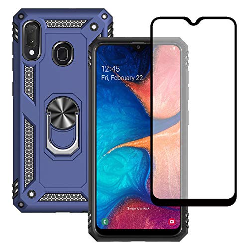 Yiakeng Hülle für Samsung Galaxy A20e, Samsung A20e Hülle, mit Schutzfolie, Stoßfest Schutzhülle Mit Ring Standfunktion Case Cover für Samsung Galaxy A20e (Blau) von Yiakeng