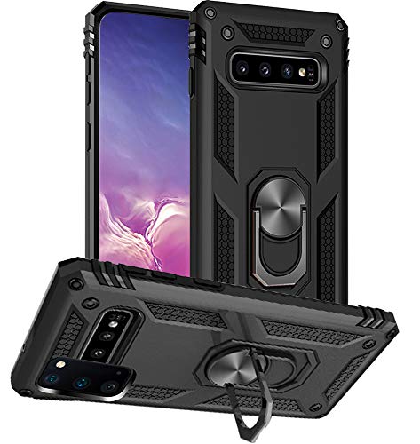 Hülle für Samsung Galaxy S10 Handyhülle, Galaxy S10 Hülle Stoßfest Schutzhülle Mit Ring Standfunktion Case Cover für Samsung Galaxy S10 (Schwarz) von Yiakeng