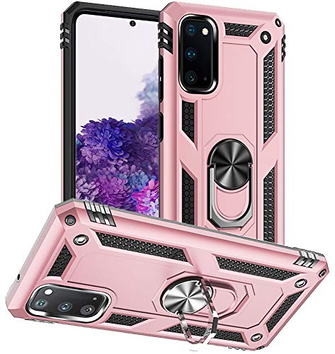 Yiakeng Hülle für Samsung Galaxy S20, Samsung S20 Hülle, Stoßfest Schutzhülle Mit Ring Standfunktion Case Cover für Samsung Galaxy S20 (Roségold) von Yiakeng