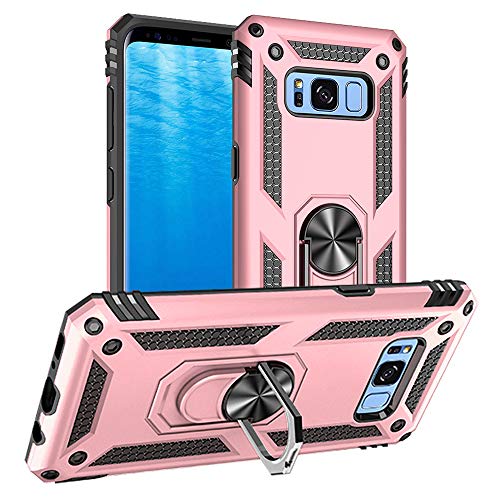 Yiakeng Hülle für Samsung Galaxy S8 Handyhülle, Galaxy S8 Hülle Stoßfest Schutzhülle Mit Ring Standfunktion Case Cover für Samsung Galaxy S8 (Roségold) von Yiakeng