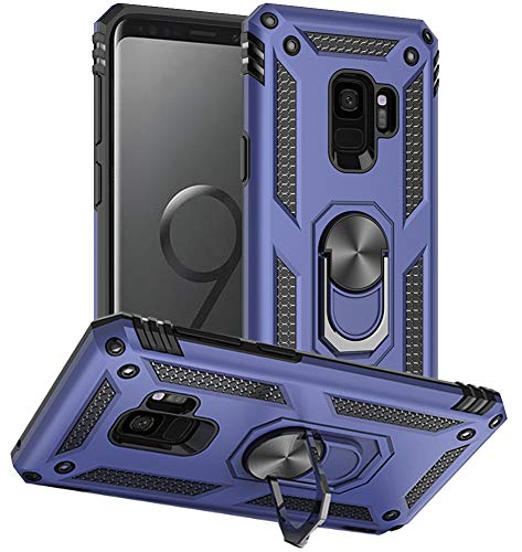Yiakeng Hülle für Samsung Galaxy S9, Samsung S9 Hülle, Stoßfest Schutzhülle Mit Ring Standfunktion Case Cover für Samsung Galaxy S9 (Blau) von Yiakeng