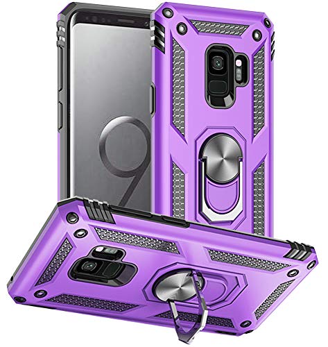 Yiakeng Hülle für Samsung Galaxy S9, Samsung S9 Hülle, Stoßfest Schutzhülle Mit Ring Standfunktion Case Cover für Samsung Galaxy S9 (Lila) von Yiakeng