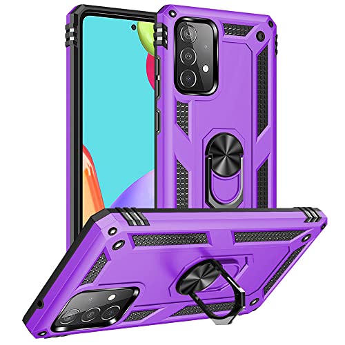 Yiakeng Samsung A52s 5G Hülle, Samsung Galaxy A52s 5G Hülle, Stoßfest Schutzhülle Mit Ring Standfunktion Cover für Handyhülle Samsung A52s 5G (Lila) von Yiakeng