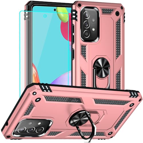 Yiakeng Samsung A52s 5G Hülle, Samsung Galaxy A52s 5G Hülle, Stoßfest Schutzhülle Mit Ring Standfunktion Cover für Handyhülle Samsung A52s 5G (Roségold) von Yiakeng