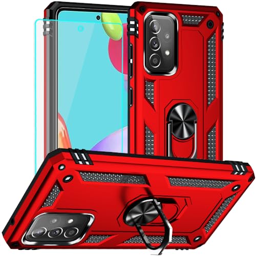 Yiakeng Samsung A52s 5G Hülle, Samsung Galaxy A52s 5G Hülle, Stoßfest Schutzhülle Mit Ring Standfunktion Cover für Handyhülle Samsung A52s 5G (Rot) von Yiakeng