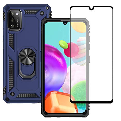 Yiakeng Samsung Galaxy A41 Hülle, Samsung A41 Hülle, Mit Handyhülle Schutzfolie, Stoßfest Schutzhülle Mit Ring Standfunktion Case Cover für Samsung Galaxy A41 (Blau) von Yiakeng