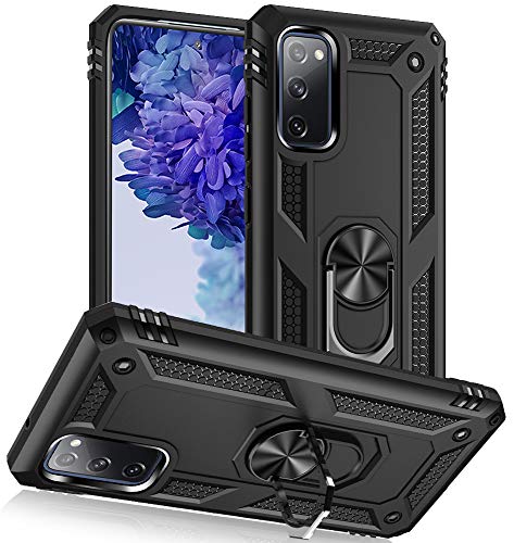 Yiakeng Samsung Galaxy S20 FE Hülle, Handyhülle Samsung S20 FE, Stoßfest Schutzhülle Mit Ring Standfunktion Case Cover für Samsung S20 FE Hülle (Schwarz) von Yiakeng