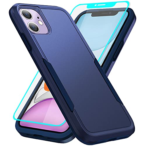 Yiakeng für iPhone 11 Hülle, Handyhülle iPhone 11 mit Bildschirm Schutzfolie, Hybride PC+TPU Stoßfeste Defender Pionee Anti-Schock Handyhülle für iPhone 11 (Blau) von Yiakeng