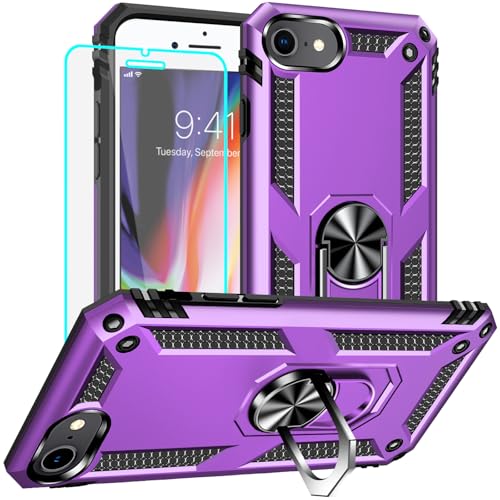 Yiakeng iPhone SE 2020/8/7 Hülle, Stoßfest Schutzhülle mit Ring Standfunktion, Silikon, Lila Yiakeng iPhone SE 2020/8/7 Hülle, Stoßfest Schutzhülle mit Ring Standfunktion, Silikon, Lila von Yiakeng