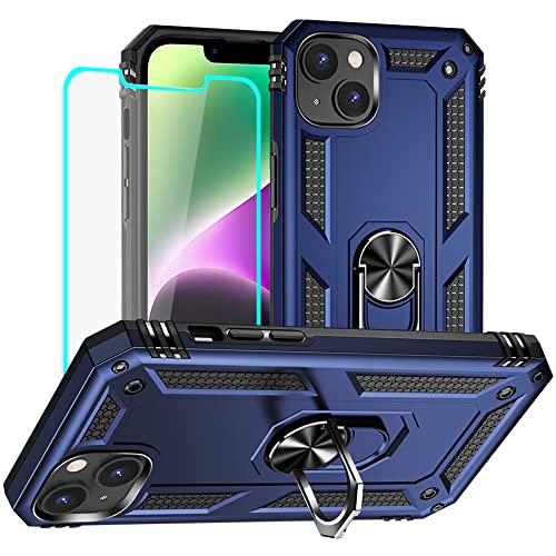 für iPhone 14 Hülle: mit Schutzfolie Militärischer Grade Stoßfest Schutzhülle mit Ring für - iPhone 14 Blau für iPhone 14 Hülle: mit Schutzfolie Militärischer Grade Stoßfest Schutzhülle mit Ring für - iPhone 14 Blau von Yiakeng