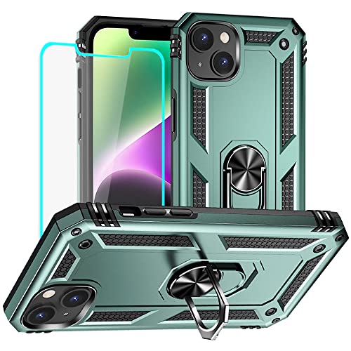 für iPhone 14 Hülle: mit Schutzfolie Militärischer Grade Stoßfest Schutzhülle mit Ring für - iPhone 14 Dunkel grün für iPhone 14 Hülle: mit Schutzfolie Militärischer Grade Stoßfest Schutzhülle mit Ring für - iPhone 14 Dunkel grün von Yiakeng