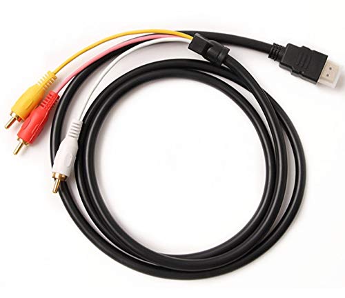 HDMI auf AV Kabel, 1080P HDMI Stecker zu 3-RCA Audio Video Konverter Kabel, AV Komponenten Adapter für HDTV DVD – 1,5 m von Yiany