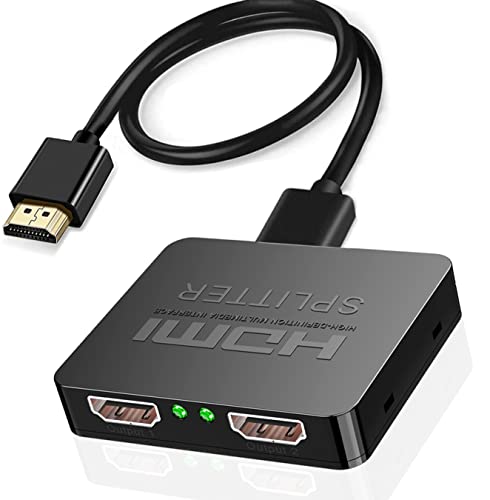 Yiany HDMI-Splitter 1 in 2 Out, 4K 3D 1080P HDMI 2.0 Splitter für Dual-Monitore, unterstützt MacBook, Xbox, PS4, PS3, Blu-Ray-Player, DVD, HDTV von Yiany