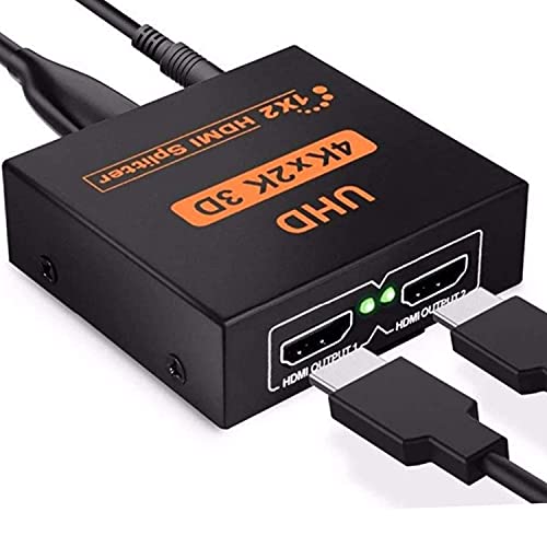 Yiany HDMI Splitter 1 in 2 Out, 4K 3D 1080P HDMI Splitter Adapterkabel 1 auf 2 Wege für PS4, Xbox, LED, LCD, DVD, Player, HDTV, Projektoren von Yiany