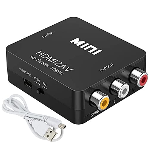 Yiany HDMI auf RCA Adapter, HDMI auf AV Konverter, 1080P HDMI auf 3RCA Audio Composite-Video CVBS für HD-TV, PC, Laptop, Xbox, VHS, VCR, DVD-Player, Unterstützung PAL/NTSC von Yiany